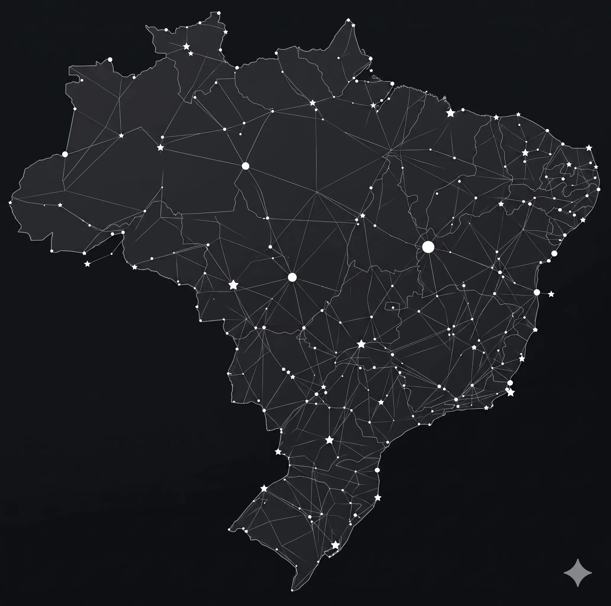 Mapa do Brasil indicando cobertura nacional do serviço de rastreamento